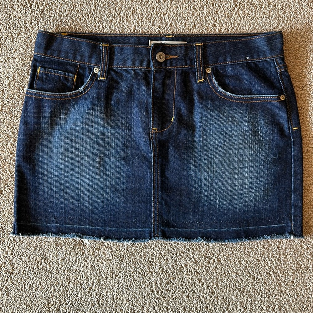 Y2K Old Navy Ultra Low Rise Denim Blue Jean 100% Cotton Skirt sz 2 2006 NWOT